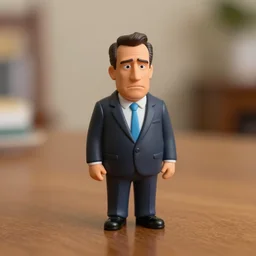 jerry seinfeld figurine by pixar sad bokeh on wooden table.