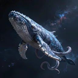 eldritch space whale with tentacles coming from its mouth, huge, in space, hyper detailed, artstation,