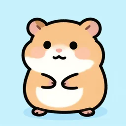 cartoon, doodle, fat hamster, round hamster, colorful, pastel, bright, simple lines, clean cut