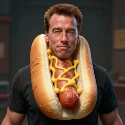 hyperrealistic dslr film still of arnold schwarzenegger disguised as a hotdog, stunning 8 k octane comprehensive 3 d render, inspired by istvan sandorfi & greg rutkowski & unreal engine, perfect symmetry, dim volumetric cinematic lighting, extremely hyper - detailed, incredibly real lifelike attributes & texture, intricate, masterpiece, artstation, 8 k 8 5 mm f 1. 4