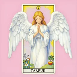 a painting of an angel with a pink background, a storybook illustration by yuko tatsushima, pixiv, naive art, pixiv, storybook illustration, tarot card