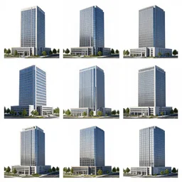 3 d render of a building from 6 different angles in different grids, unreal engine, 8 0 lv, blender, octane