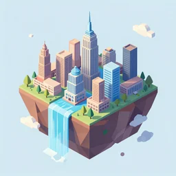 floating new york city island in the sky, low poly, isometric art, 3d art, waterfall, high detail, artstation, concept art, behance, ray tracing, smooth, sharp focus, ethereal lighting