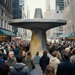 teleportation machine in a crowded and noisy city, with the feeling of being surrounded by people and the noise by georgia o'keeffe