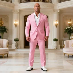 dwayne johnson as pink panther styled by nick knight posing in an expensive mansion setting, vogue magazine, highly realistic. high resolution. highly detailed. dramatic. 8 k. 4 k.