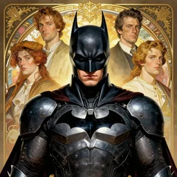 portrait of a handsome cyberpunk batman wearing a warrior armor, beautiful symmetrical face, fantasy, regal, by stanley artgerm lau, greg rutkowski, thomas kindkade, alphonse mucha, loish, norman rockwell.