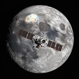 A satelite view of an alien moon from orbit