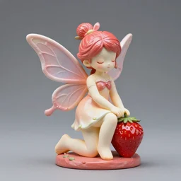 a femo sculpture of a strawberry fairy