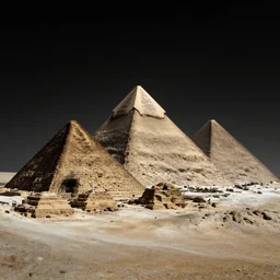 pyramids of giza laying on the surface of moon, low light, photograph, 8 k, detailed