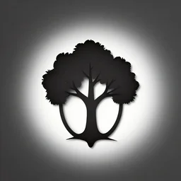 centered minimal silhouette art of an acorn that turns into a tree in the shape of a treble clef, with a few scars on the tree, bursts of color, inspire and overcome, playful