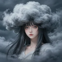 character concept art of an anime stormy cloud goddess | | cute - fine - face, pretty face, realistic shaded perfect face, key visual, waist up, fine details by stanley artgerm lau, wlop, rossdraws, james jean, andrei riabovitchev, marc simonetti, and sakimichan, tranding on artstation
