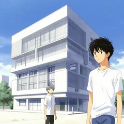 manga of architecture in the style of yuichi yokoyama and sasaki maki
