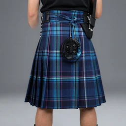 traditional great kilt, over the shoulder modern fashion, stylish great kilt trend, cyberpunk tartan