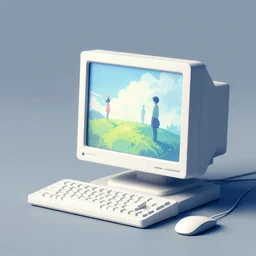 stylized minimalist retro computer, loftis, cory behance hd, by moebius, by rhads, makoto shinkai and lois van baarle, ilya kuvshinov, rossdraws global illumination