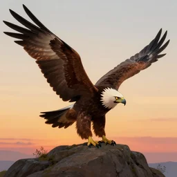 a griffon unfurling its wings at sunset by michael whelan and james gurney