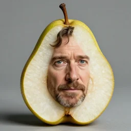 gary oldman's face coming out of a sliced pear