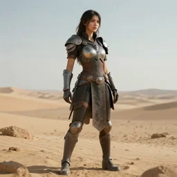 beautiful warrior woman, standing in a barren wasteland, futuristic, photo - realistic, ray tracing, 3 d shading, octane render, popular on art station