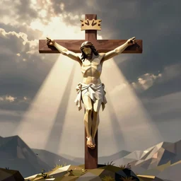 Jesus on the cross, vector, low poly, artstation, editorial image