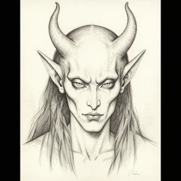 portrait of a demon. Line drawing by Jean Cocteau.