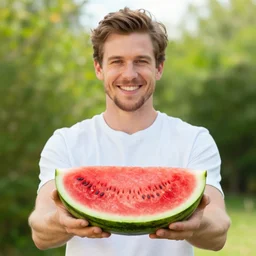 d'arcy carden offering a watermelon