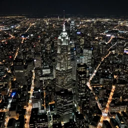 satellite view of a metropolis at night
