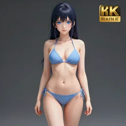 a detailed full body portrait of a pretty anime girl in bikini with blue eyes, digital concept art illustration, incredibly detailed and realistic, 8 k, sharp focus