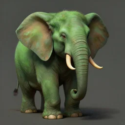 portrait of a middle aged man as a green elephant calf character, highly detailed, ugly, digital painting, artstation, concept art, wallpaper, smooth, sharp focus, illustration, art by h. r. giger and artgerm and greg rutkowski and alphonse mucha