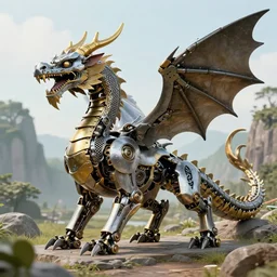 a portrait of a mechanical dragon in a scenic environment by jessada sutthi