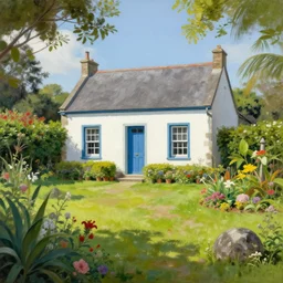 a typical house in a creole garden from reunion island painting by james gilleard, trending on artstation