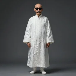 asian old skinny scientist, full-length, bald, big moustache, black sunglasses, white gown, intricate, elegant, digital painting, highly detailed, artstation, sharp focus, concept art, illustration, artgerm, aleksi briclot, rutkowski