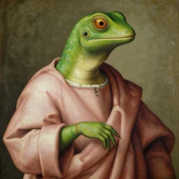 green lizard wearing robe, giotto di bondone