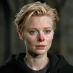 film still of tilda swinton as voldemort in harry potter, 4 k, ( voldemort nose )