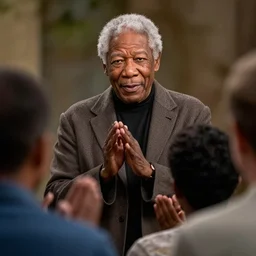 morgan freeman as god, blessing people