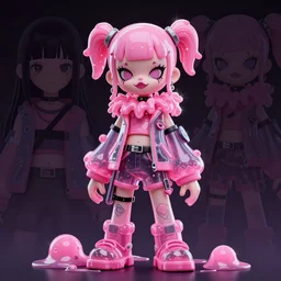 cyberpunk clown girl made of pink slime, cartoon, wearing cyberpunk intricate streetwear, transparent, behance hd artstation by jesper ejsing by rhads, makoto shinkai and lois van baarle, ilya kuvshinov, ossdraws