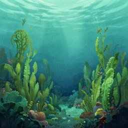 verdant underwater seascape sophisticated illustration