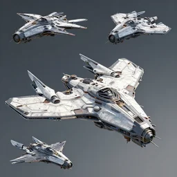 sci-fi ship, forward facing wings, concept, prototype, 3d, multiple perspectives, cgsociety, octane renderer
