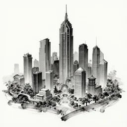zen futuristic eco city ink