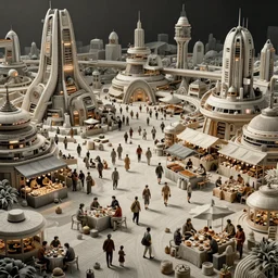 The world's most intricate and detailed drawing of a futuristic market day, by Kim Jung GI. HD.
