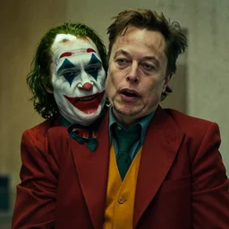 film still of Elon Musk as joker in the new Joker movie