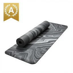 marble yoga mat, commercial catalog photo, isolated on a pure white background, centered, entire object in frame, sharp focus, soft studio lighting