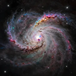 a colorful cosmic nebula in the middle of the galaxy
