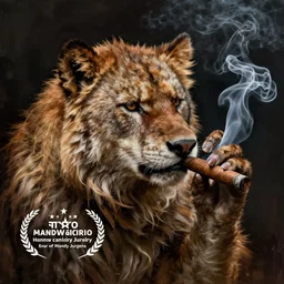 Portrait of Old Wolverine smoking a cigar by Mandy Jurgens