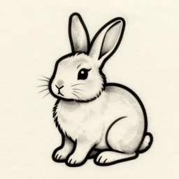 well - detailed tattoo stencil of a bunny, bold strong lines very highly aesthetic