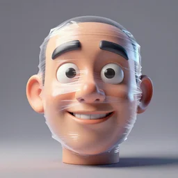 a giant funny head sculpture wrapped in plastic wrap, modern art, digital illustration, 3 d render, in the style of deema egorov, amazing detail, ray tracing, behance, octane render, cg render, good lighting