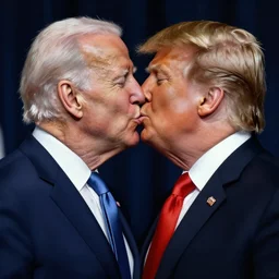 joe biden and donald trump kissing, matte painting, in the style of rembrandt,