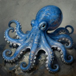 blue octopus. detailed. deep. masterpiece. jean - antoine watteau