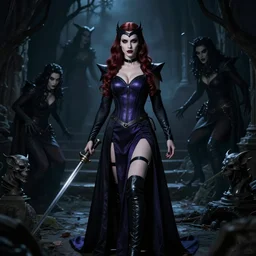 a cosplayer dress as Psylocke, dark eerie photo, evil things
