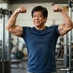 A very muscular BongBong Marcos flexing in the gym