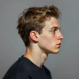 an expressive profile painting of a stereotypical millennial, in the style of an original beeple digital art painting