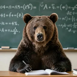 photo of a confused grizzly bear in calculus class
